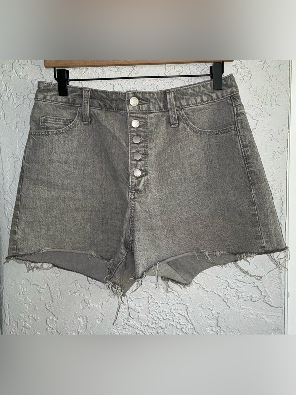 Universal Thread Vintage Midi  Gray Denim Shorts with Button Fly